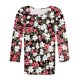 thumbnail image 4 of Blusas para las Mujeres Casual, 3/4 Manga Floral Estampado Camiseta de Moda Top Hecho de Poliéster Transpirable Suave para el Uso Diario de Primavera Otoño, Tops de Blusa para las Mujeres, 4 of 5