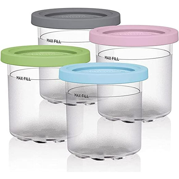 4Pcs Ice Cream Pints Cup, Ice Cream Containers with Lids for Ninja Creami Pints, Safe & Leak Proof Ice Cream Pints Kitchen Accessories for NC301 NC300 NC299AMZ Series Ice Cream Maker