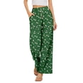 thumbnail image 2 of Delayuji Women's Wide Leg Pants Printed Summer Casual Palazzo Pants Drawstring Loose Fashion with Button High Elastic Waisted Pants Trousers With Pockets, 2 of 6
