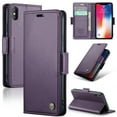 thumbnail image 1 of ELEHOLD Wallet Case For iPhone XR,Premium Leather Case wih RFID Blocking Function Card Slots Kickstand Magnetic Clasp Shockproof Cover for Men Women,Purple, 1 of 7