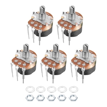 Produktbild von QUARKZMAN 20er Set Potentiometer 10K & 100K Ohm – RV097NS Kohlefilm, Einzel-Drehung, 6mm Welle, Für Lautstärke & Dimmer