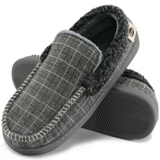 SLM Men's Bedroom Slippers Faux Fur Lined Non Skid House Shoes