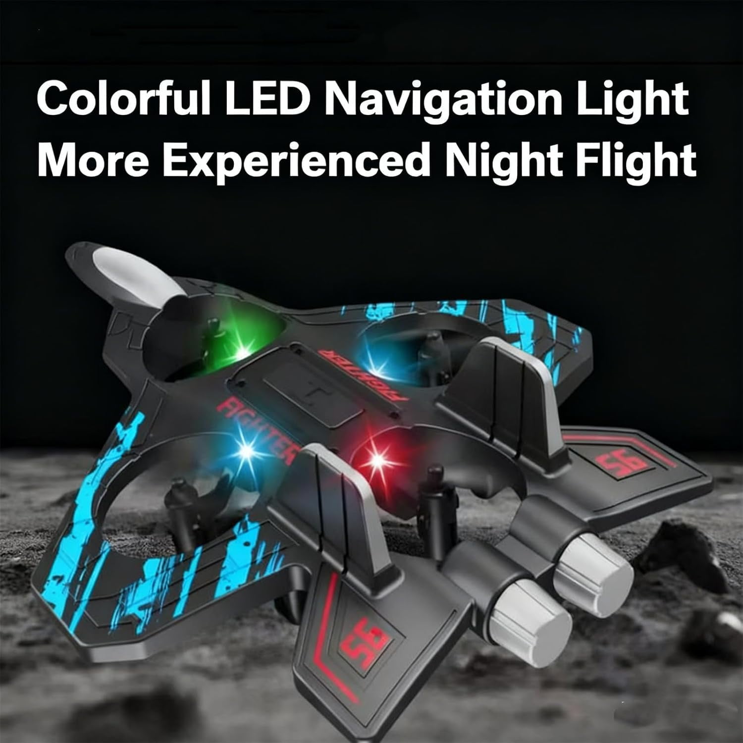 2026 Upgraded Rc Jet, Rc Stunt Fighter Jet with 360° Flips & LED Lights, Remote Control Foam Drone with LED Light, Battery & Fan Blade