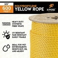 thumbnail image 6 of 600 ft Twisted Polypropylene Rope - 3/8" - Yellow Floating Poly Pro Cord - Resistant to Oil, Moisture, Rot, Mold, Marine Growth and Chemicals - Reduced Slip, Easy Knot, Flexible - by Xpose Safety, 6 of 6