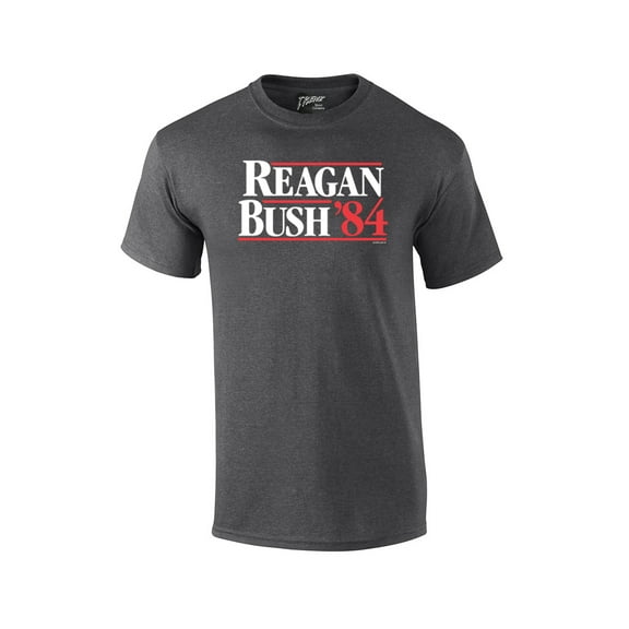 Reagan Bush 1984 Presidential Campaign Political Design Men's Short Sleeve T-shirt President Retro 80's Condervative Republican-HeatherGray-XL