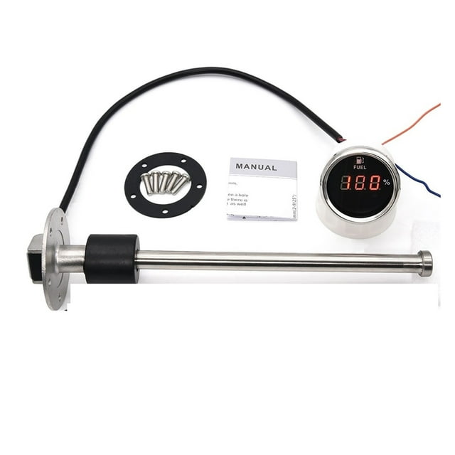 240-33ohm Auto Car Diesel Gasoline Digital Fuel Gauge 2" 52mm Oil Tank Level Indicator With Fuel Level Sensor 150-600mm 12V/24V ,Suits Most Tanks
