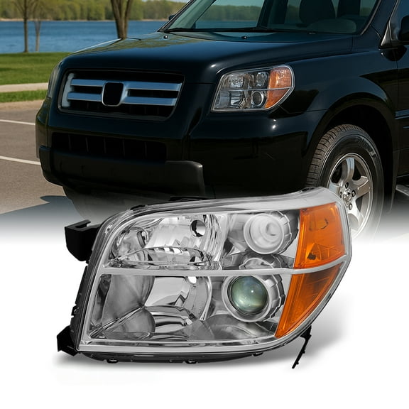 AKKON - For Honda Pilot Clear Chrome Driver Left Side Front Projector Headlight Lamp Front Light Replacement