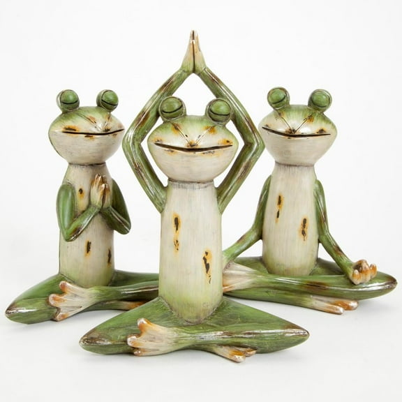 Bits and Pieces 7.5 Inch High Yoga Frog Garden Statues, Hand-Painted Durable Poly Resin Indoor Outdoor (3 Count)