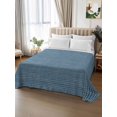 thumbnail image 3 of Queen Flat Sheet Only Minimalist Navy Blue Grid Soft Microfiber Cooling Bedding Sheets Turquoise Linen Textured Flat Bed Sheet for Hotel,Home Decor, 3 of 9