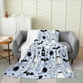 thumbnail image 2 of Cartoon Ghost Bat Throw Blanket Twin 60x80 Happy Halloween Hand Drawn Style Fleece Blanket for Kids Boys Girls Teens Cute Wild Animal Stars Graffiti Flannel Blanket for Bedroom Sofa, 2 of 6