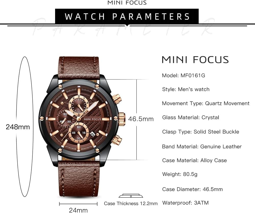 Men Watches Business Casual Wrist Watches (Multifunction/Waterproof/Luminous/Calendar) Genuine Leather Band Fashion Watch for Men