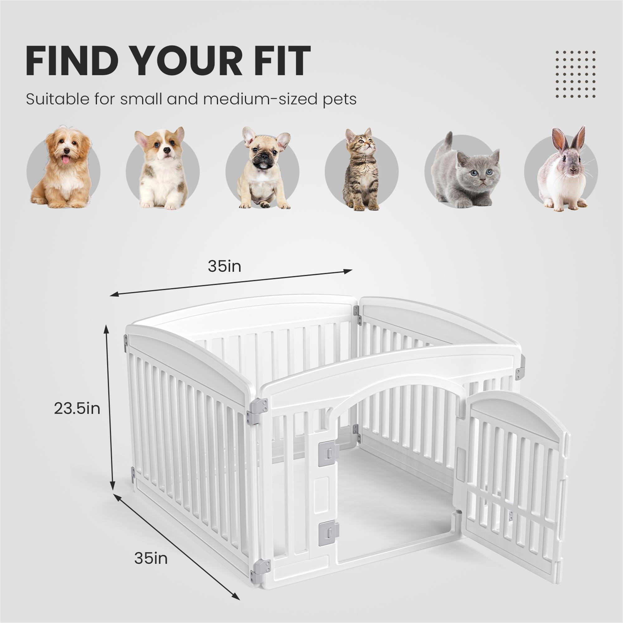 Pefilos 24" Dog Playpen 4-Panel Adjustable Folding Portable Pet Fence for Small to Medium Dogs Indoor Outdoor Use, White