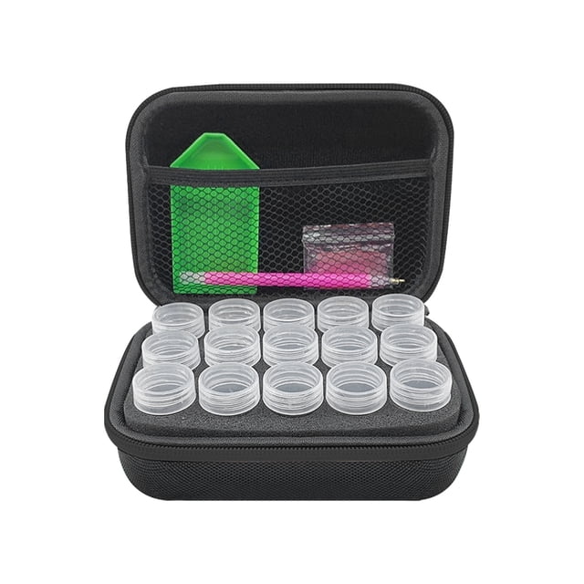 Caja de almacenamiento de botellas Bolsa de botella de 10 ml de punto de cruz 15 rejillas Contenedor de viaje de aceite esencial EVA, negro Inevent HA004216-03