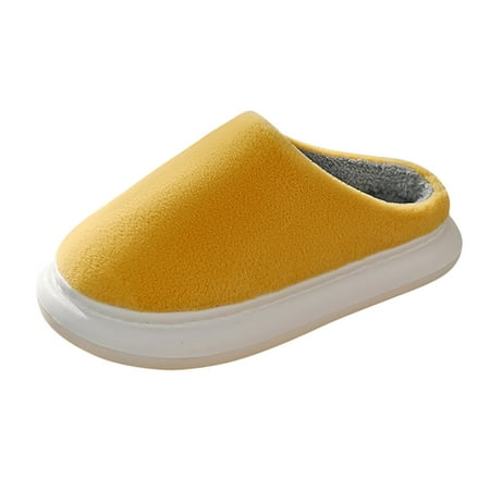 

Shpwfbe Slippers For Women House Slippers For Women Ladies Fashion Solid Color Fluff Thick Soled Closed Toe Home Casual Cotton Slippers Womens Shoes Yellow 37