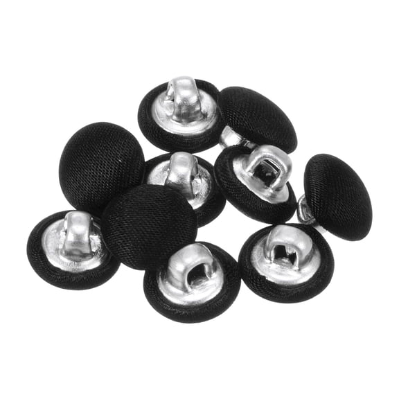 Uxcell 10pcs Fabric Cloth Covered Button 12.5mm Metal Round Sewing Buttons for Suits Dress Blouses, Black