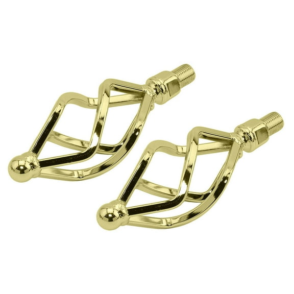Alta Bicycle Twisted Lowrider Flat 1/2" Oval Cage Bike Pedals, Multiple Colors (Gold)
