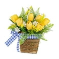 thumbnail image 2 of Cesta de colgilla de puertas de primavera flores colgantes colgantes con canasta decoraciones de primavera corona de planta de flores artificiales, 2 of 9