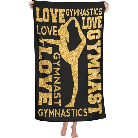 Love Gymnastics Gymnast Microfiber Beach Towels Oversized Soft Beach Blanket Absorbent Quick Dry Bath Towels Pool Towels Travel Beach Towels for Kids Adults
