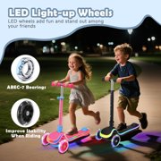 Wheelive 3-Wheel Light-Up Kids Scooter, 20 Different Light Patterns,Three Adjustable Heights,Lean to Steer, Balancing Scooter for Ages 3-8,Black