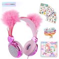 thumbnail image 1 of Auriculares con micrófono SVYHUOK Unicornio Rosa Pompoms para niñas, 1 of 3