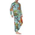 thumbnail image 2 of Honeii Ensemble de Pyjama Rétro Sans Couture Motif Papillons Volants pour Hommes, 2 Pcs Ensemble de Chemise de Nuit à Manches Longues et Bas de Pyjama pour Hommes, Ensembles de Pyjamas pour Hommes-TTTG, 2 of 7