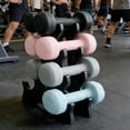 thumbnail image 4 of 4 Tier Dumbbell Rack for Home Gym PP Material Compact Weight Storage Stand Space Saving Organizer for Neoprene Dumbbells & Hand Weights (Black), 4 of 6