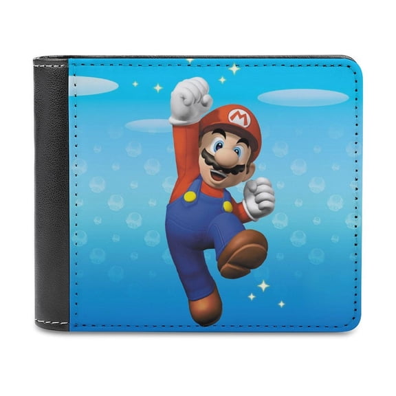 Funny Super Mario PU Leather Wallet With Card Slots Bifold Wallet Money Organizers Holder Gift For Men And Women