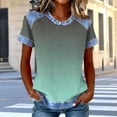 thumbnail image 2 of Sexlip Womens Short Sleeve Ombre Crew Neck T Shirt Gradient Design Breathable Fabric Relaxed Silhouette for Beach Days Green M, 2 of 5