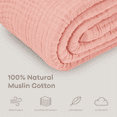 thumbnail image 4 of Comfy Cubs Muslin Blanket, Large 90” x 90”, 6 Layer Cooling Cotton Softness (Bold Blush, Queen), 4 of 8