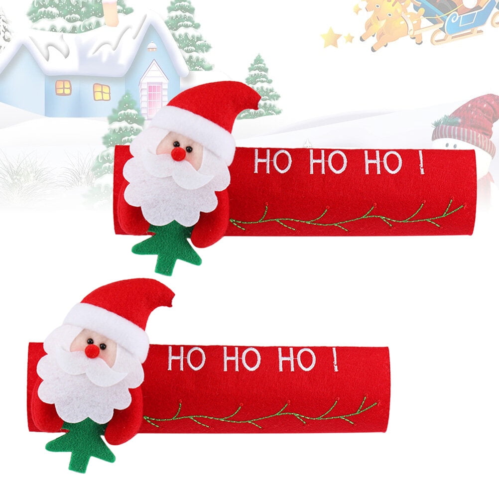 6-Pack Felt Refrigerator Handle Covers with Santa Design, Christmas Decorations, Protective Kitchen Appliance Door Handle Protectors