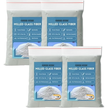 1 LBS Milled Fiberglass - Epoxy Thickener - Fiberglass Resin Filler Material for Epoxy, Vinyl Ester, & Polyester Resin - Add To Fumed Silica Thickener for Repairing Holes, Cracks and Tears [Pack of 4]