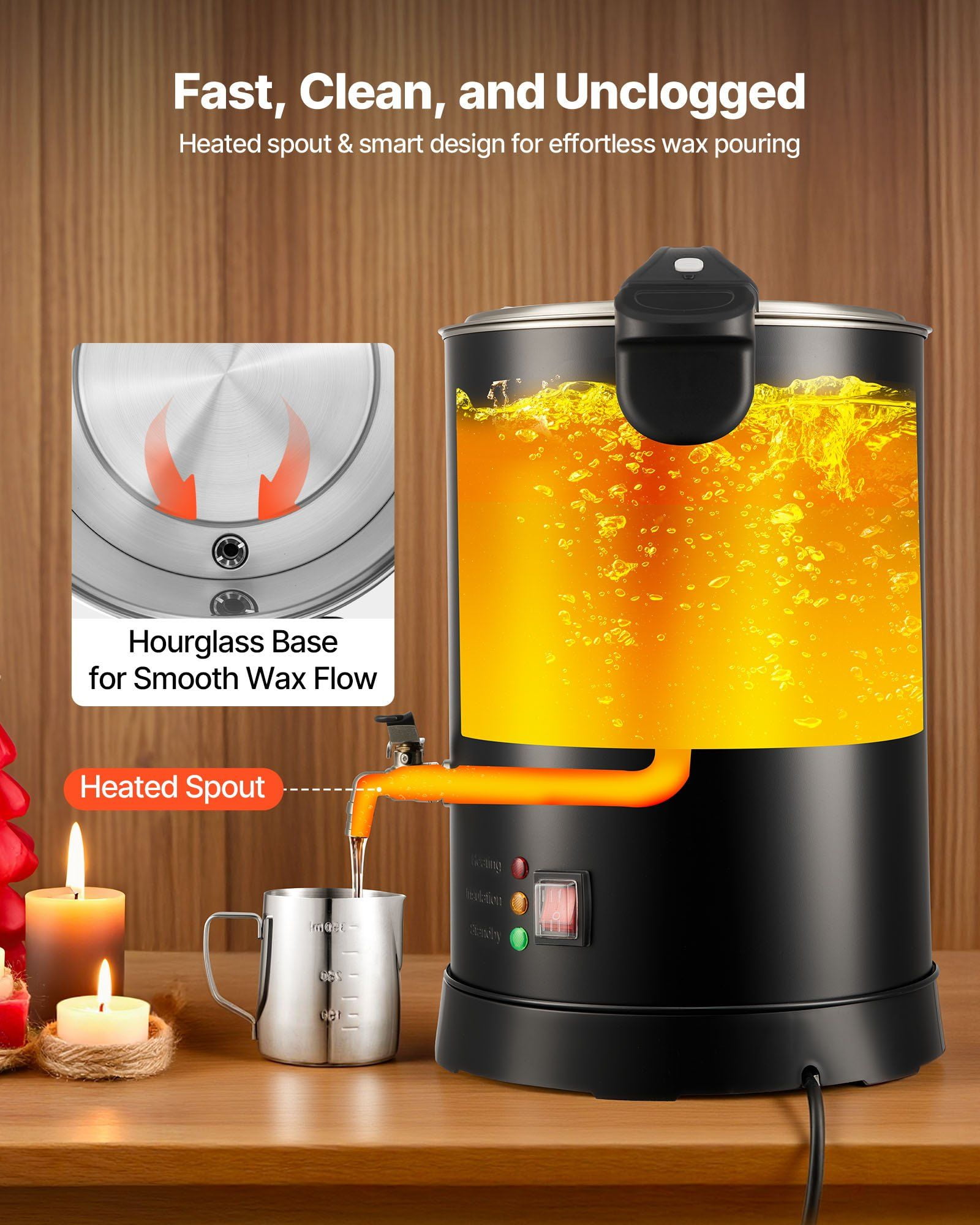 CAFORKP 10.6Qt Wax Melting Pot with Temperature Control & Pour Spout - Premium Candle and Soap Making Supplies