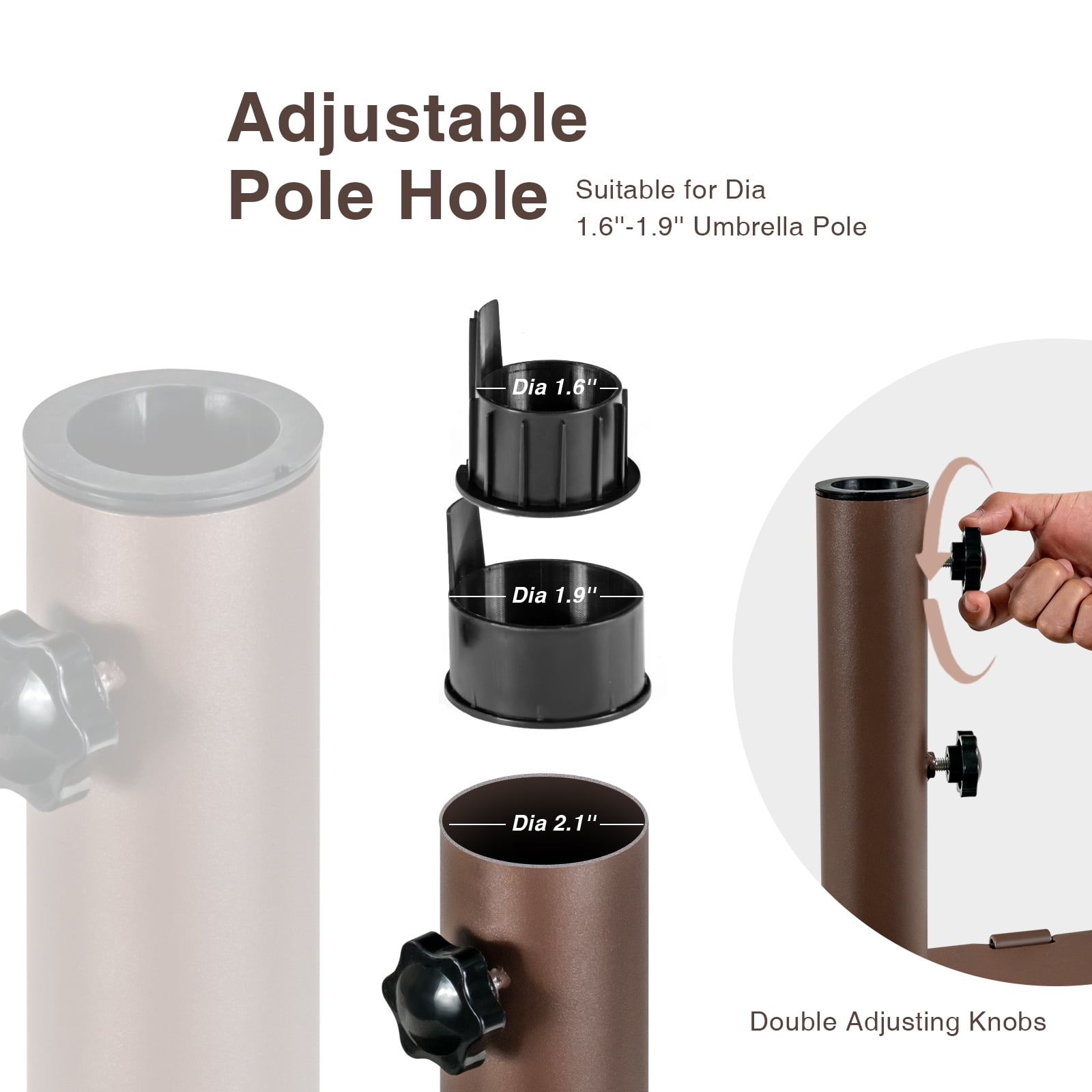 Patiojoy 50 lbs Outdoor Umbrella Stand, Heavy Duty Patio Umbrella Base W/ Built-in Rolling Wheels & Handle