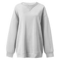 thumbnail image 2 of tklpehg Oversized Sweatshirt for Women Crewneck Loose Long Sleeve Tops Lightweight Vintage Sweatshirt Going Out Tops Casual Classic Solid Color Pullover (Gray,L), 2 of 4