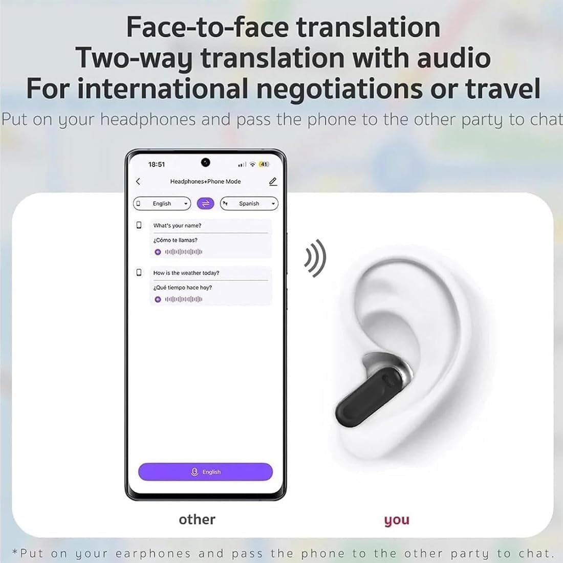 Ne20 Earbuds, Ne20 Translation Earbuds with 140 Language AI Translator Real Time, NE20 Wireless Headphones, Bluetooth 6.0 Earphone, LCD Touch Screen, for Travel, Business, Learning (1PC*White)