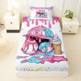thumbnail image 3 of Erosebridal Pink & Blue Dripping Baseball Helmet Sundae Graphic Twin Sheet Sets 3pcs, Dessert Graphic Bedding for Girls Kids,Microfiber Bedroom Decor, 3 of 5