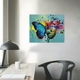 thumbnail image 4 of Acheng Colorful Butterfly Wall Art Abstract Butterfly Pictures Wall Decor Banksy Graffiti Butterfly Canvas Painting Modern Home Artwork for Bathroom Bedroom Living Room Office Framed 16x12in, 4 of 6