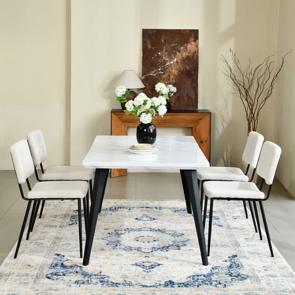 Homy Casa Set of 4 Dining Chairs with Backrest, Modern Suede Side Chairs for Dining Room, Kitchen, Bedroom or Home Office, Beige