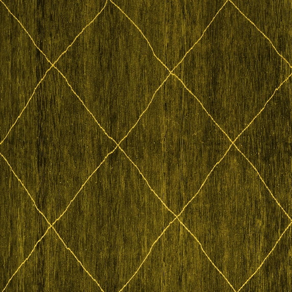 Ahgly Company Machine Washable Indoor Square Abstract Yellow Modern Area Rugs, 3' Square