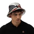 thumbnail image 4 of KLL American Flag Butterfly Wall Bucket Hat for Women Men Packable Travel Beach Sun Hat Outdoor Rave Accessories Reflective Fisherman Cap, 4 of 7