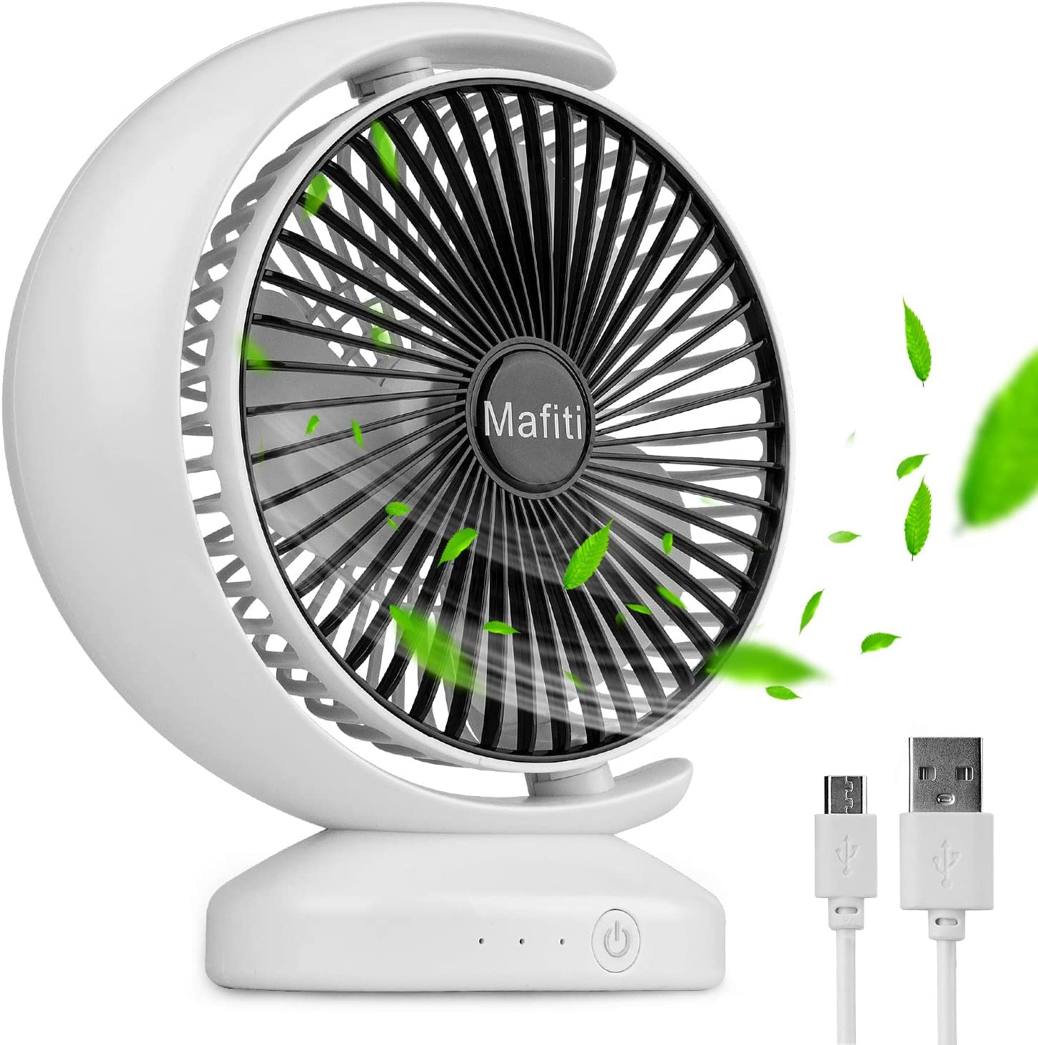 Mafiti USB Desk Fan,8 Inch Rechargeable Mini Fan,3 Speed Table Cooling