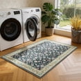 thumbnail image 2 of Toyoso 2'x3' Vintage Floral Area Rug, Midnight Navy & Rose Silicone Carpet, 0.25" Slim Machine Washable Indoor Mat, Low Pile Non-Slip Heritage Pattern Rug for Entryway, Laundry & Office, 2 of 9