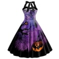 thumbnail image 3 of FcBaudy Robe Camis Sans Manches à Col Rond, Robes pour Femmes, Robes pour Femmes Femmes Halloween Imprimé Sans Manches à Taille Bandage à Dos Nu Robes Femmes Robe, 3 of 3