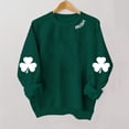 thumbnail image 2 of LEKWK St Patricks Day Sweatshirt Women Elbow Shamrock Print Long Sleeve Tops Round Neck Casual Tops Irish Collar Detail Lounge Wear, 2 of 4