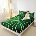 thumbnail image 4 of Manfei Green Yellow Gradient Light Twin Sheet Sets,Abstract Geometric Stripe Twin Fitted Sheet,Modern Fashion Games Flat Sheet For Boys,Ultra Soft Home Decor,3pcs, 4 of 7