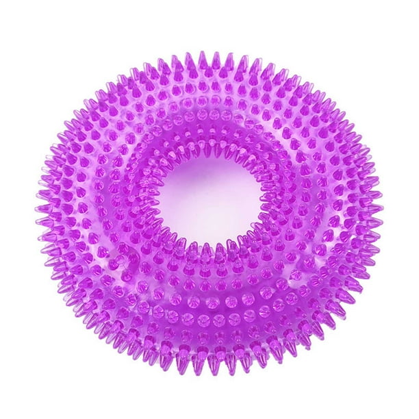 Juguetes para masticar para perros con chirriador, con forma de donut espinoso, para buscar y recuperar, para perros pequeños y grandes, resistentes a las mordeduras, 4,9 pulgadas de diámetro