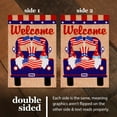 thumbnail image 3 of G128 Garden Flag Welcome Three Gnomes in Patriotic Truck 12"x18" Burlap Fabric, 3 of 9