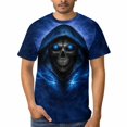thumbnail image 4 of LAOLIUSN Men's 3D Skull Graphic T Shirt, All Over Print Short Sleeve Crewneck Tee, 88% Polyester 12% Spandex, Casual Novelty Streetwear Tops, S-4XL, 4 of 7