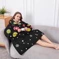 thumbnail image 5 of Oversized Wearable Blanket Hoodie,Black Christmas Ornament Pattern Sherpa Blanket Hoodie with Super Pockets,Super Warm Fuzzy Pullover for Women & Men, 5 of 6