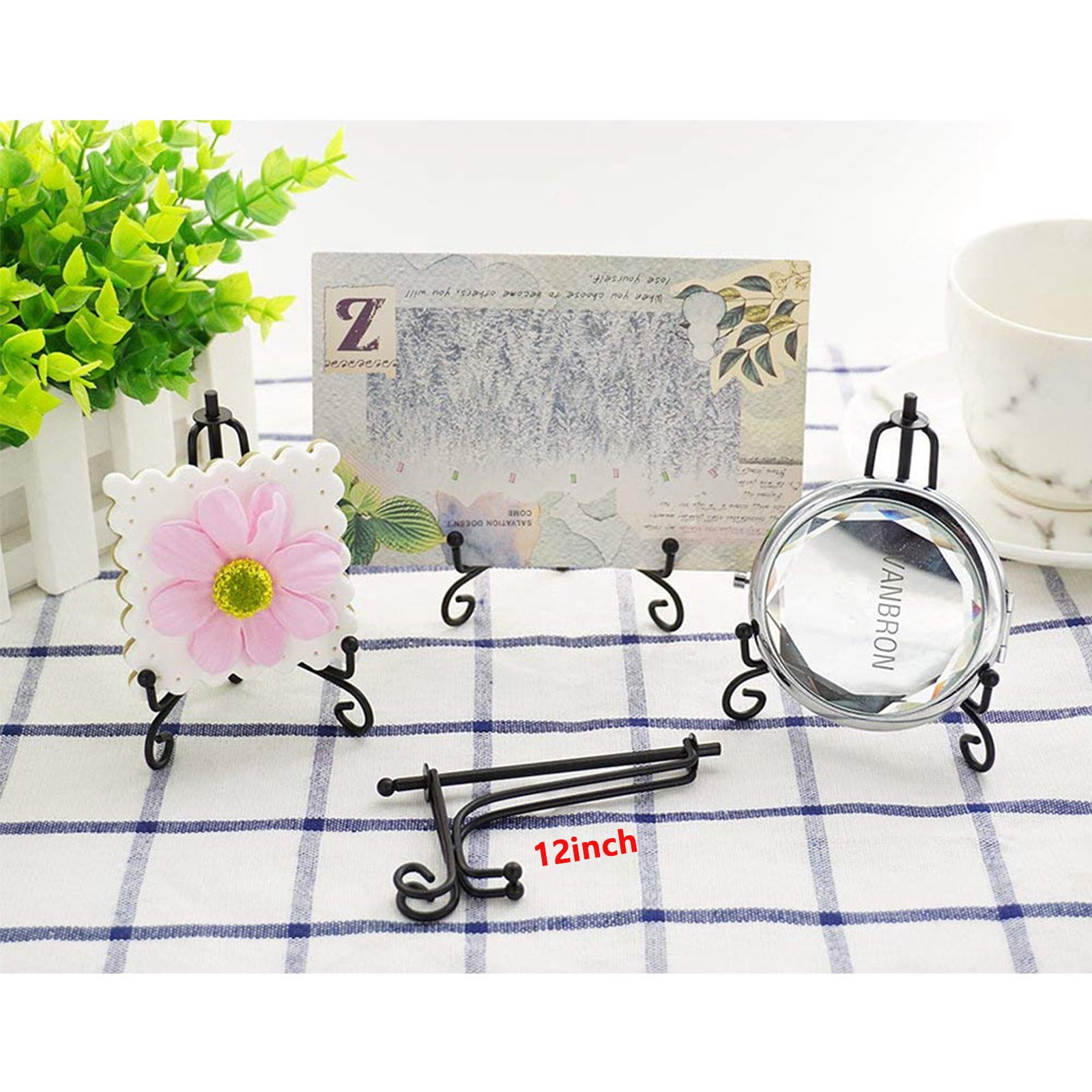 6 Pack Anti-Slip Iron Display Stand, Black Iron Easel Plate Display Photo Holder Stand, Picture Frame Holder Stand for Displaying Pictures, Plates, Books and Arts (12 inch)
